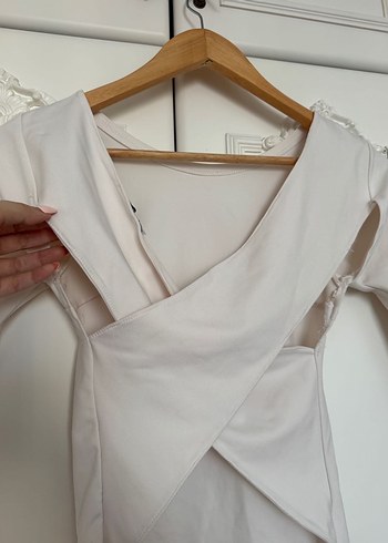 Sırt Çapraz Detaylı Beyaz Mini Bluz - Görsel 8