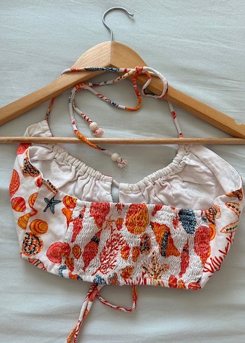 Bershka Renkli Deniz Kabuğu Desenli Boyundan Bağlamalı Crop Top - Görsel 7