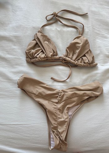 Bej Brazilian İpli Bikini Takımı - Görsel 5