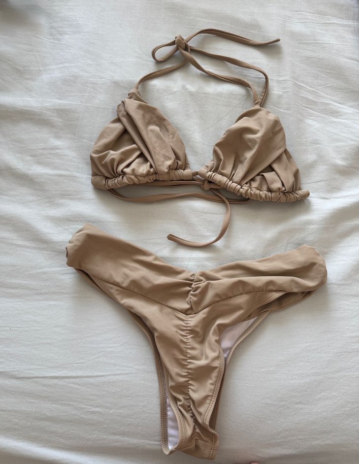 Bej Brazilian İpli Bikini Takımı - Görsel 5