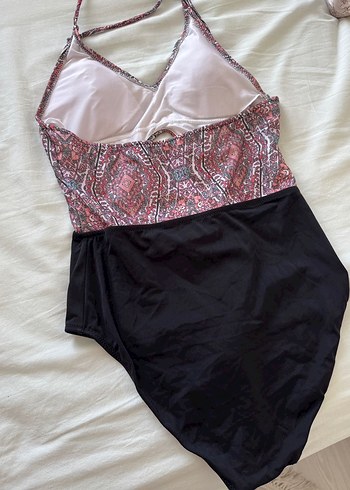 Kadın Pembe Siyah Desenli Cut Out Mayo - Görsel 6