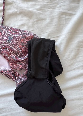 Kadın Pembe Siyah Desenli Cut Out Mayo - Görsel 7