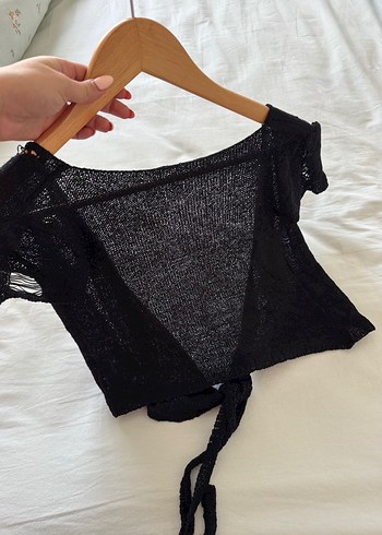 Siyah Örgü Bohem Plaj Elbisesi Takımı - Görsel 7