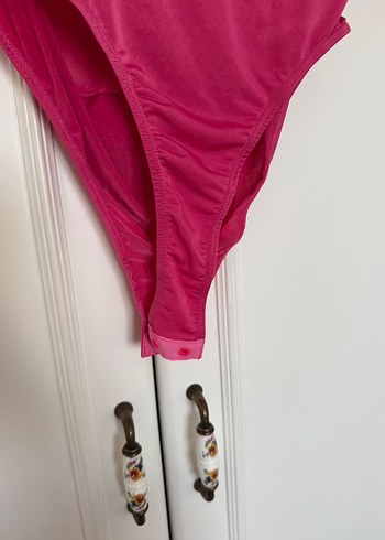 Pembe Şifon Bağlamalı Straplez Bodysuit Büstiyer - Görsel 6