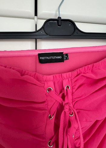 Pembe Şifon Bağlamalı Straplez Bodysuit Büstiyer - Görsel 4