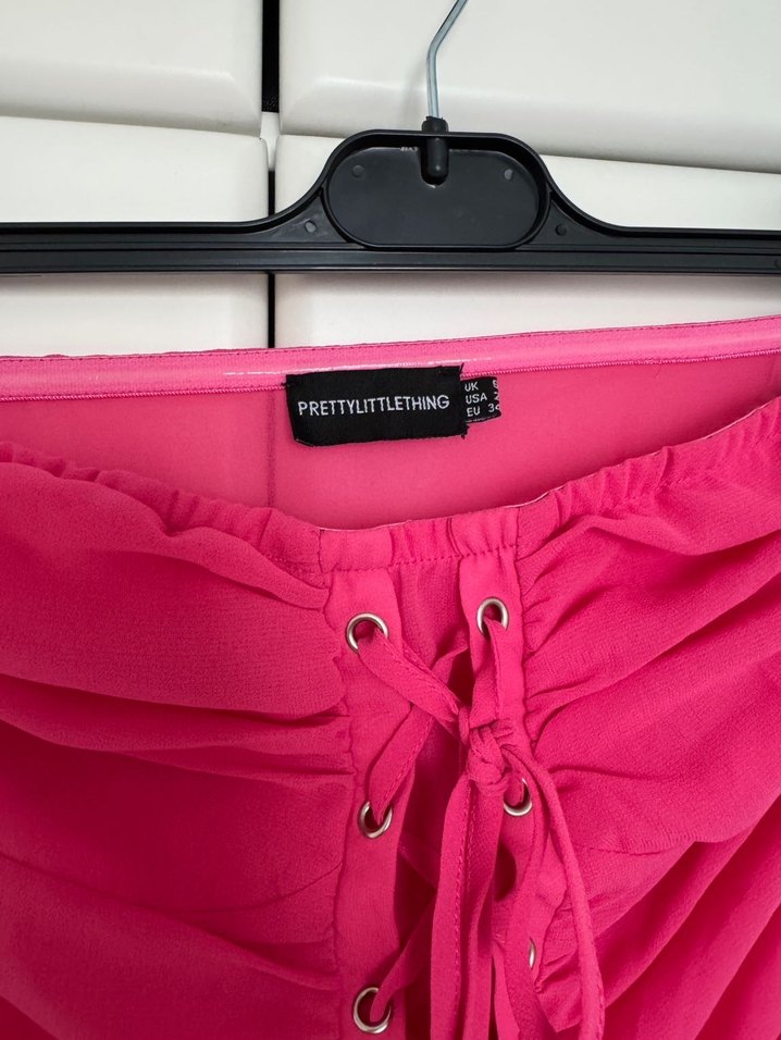 Pembe Şifon Bağlamalı Straplez Bodysuit Büstiyer - Görsel 4