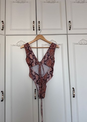 Kahverengi Yılan Desenli Mayokini - Görsel 5