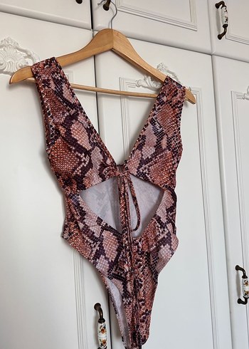 Kahverengi Yılan Desenli Mayokini - Görsel 3