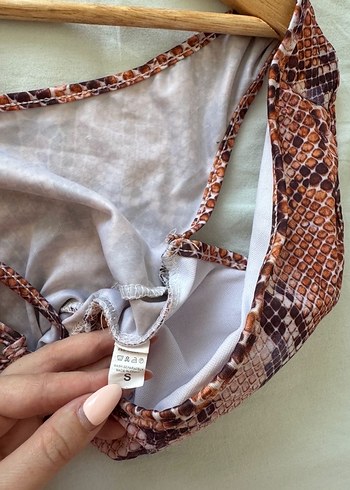 Kahverengi Yılan Desenli Mayokini - Görsel 7