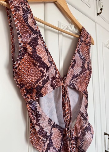 Kahverengi Yılan Desenli Mayokini - Görsel 8