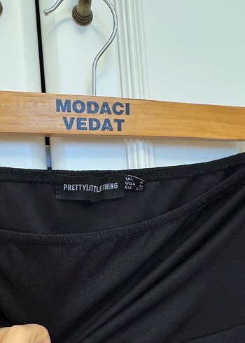 Siyah Yırtmaçlı Mini Straplez Dar Elbise - Görsel 4