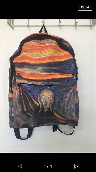 Edvard Munch Çıplık baskılı deri sırt çantası
