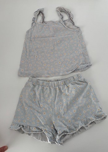 Kız çocuk Gri Kısa Kollu Mini Pijama Takımı