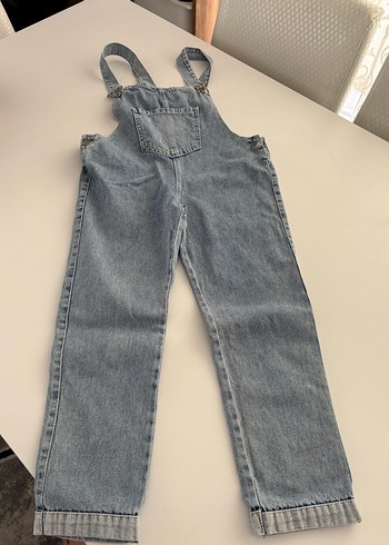 Çocuk Gri Denim Midi Overal