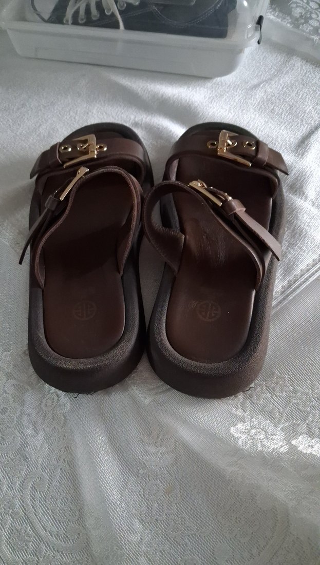 Kahverengi Deri Tokalı Erkek Sandalet orijinal ürün - Görsel 3