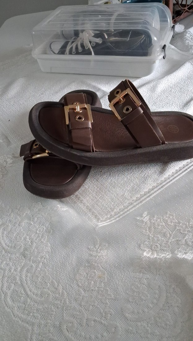 Kahverengi Deri Tokalı Erkek Sandalet orijinal ürün - Görsel 2