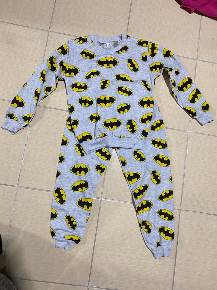 Gri Batman Erkek çocuk Uzun Kollu Pijama Takımı - Görsel 2