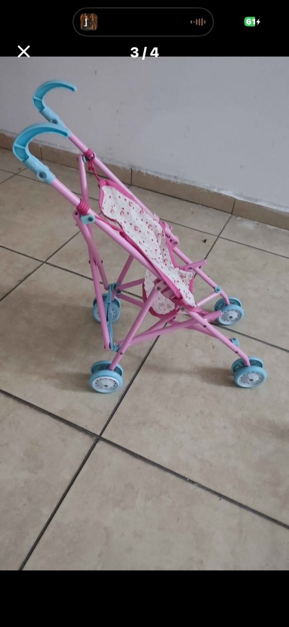 Pembe Bebek Arabası ve Renkli Ahşap Oyuncak - Görsel 2