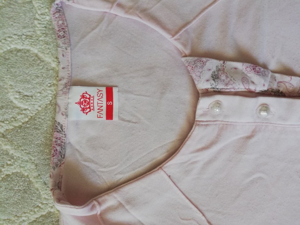 Pembe V Yaka Kısa Kollu Emzirme Geceliği kadın pijema üstü. - Görsel 3