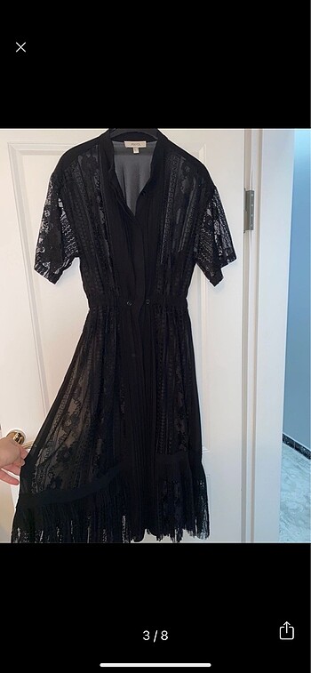 Siyah İpekyol dantel elbise