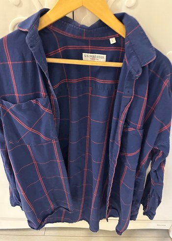 U.S Polo Assn. Mavi Pamuklu Düğmeli Kadın Gömlek