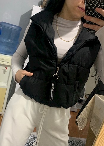 Kadın Siyah Puff Yelek - Görsel 2