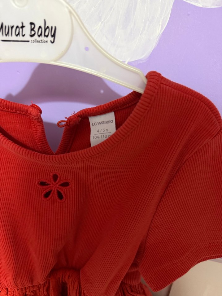 Balon etekli Kız Çocuk Kırmızı elbise - Görsel 2