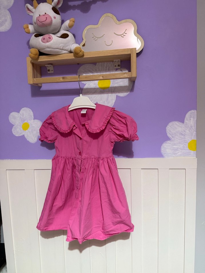 Pembe Fırfırlı Kız Çocuk Elbise - Görsel 2