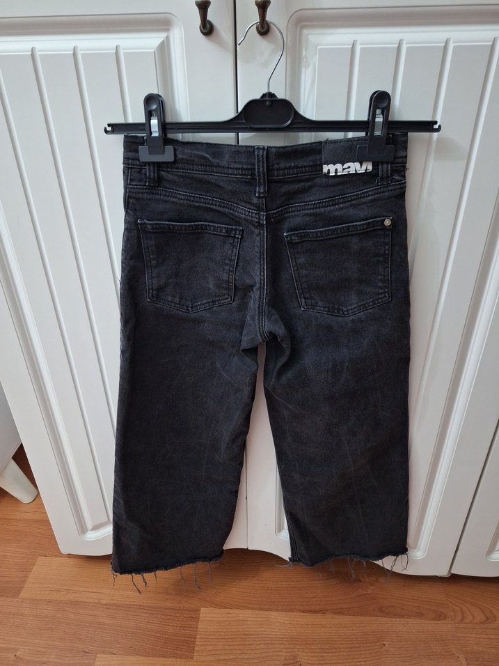 Kadın Siyah Geniş Kesim Midi Kot Pantolon - Görsel 3