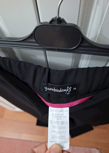 Kemerli Siyah Kadın Kumaş Pantolon - Görsel 3