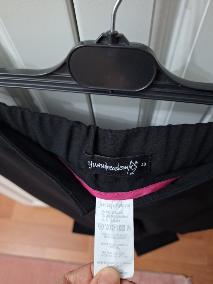 Kemerli Siyah Kadın Kumaş Pantolon - Görsel 3