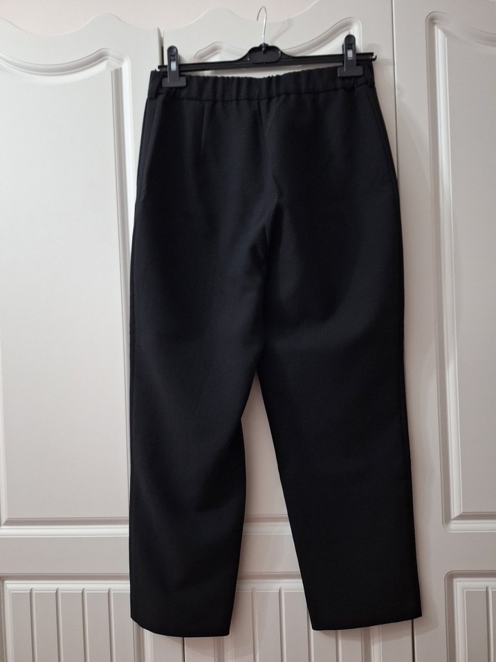 Kemerli Siyah Kadın Kumaş Pantolon - Görsel 2