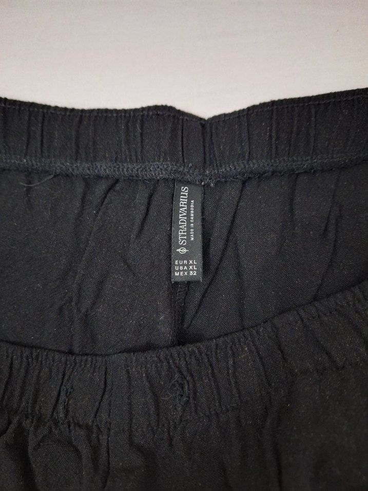 Siyah Rahat Kesim Midi Keten Kadın Pantolon - Görsel 2