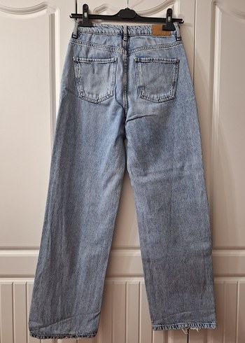 Kadın Gri Bol Kesim Midi Kot Pantolon - Görsel 3