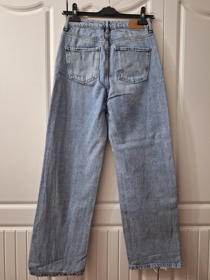 Kadın Gri Bol Kesim Midi Kot Pantolon - Görsel 3