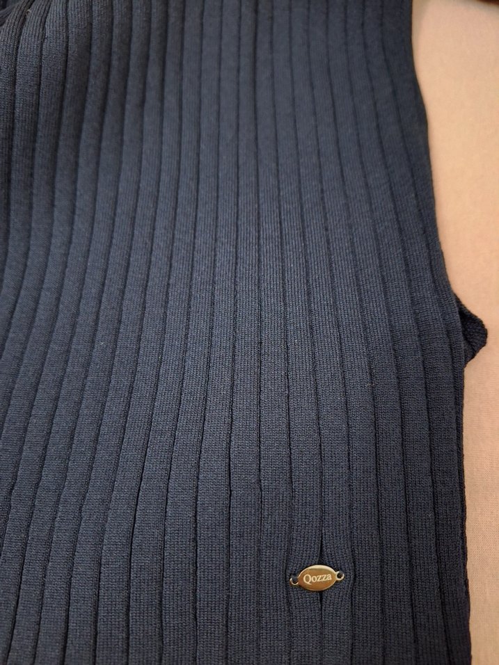 Lacivert Kadın Triko Kolsuz Midi Elbise - Görsel 5