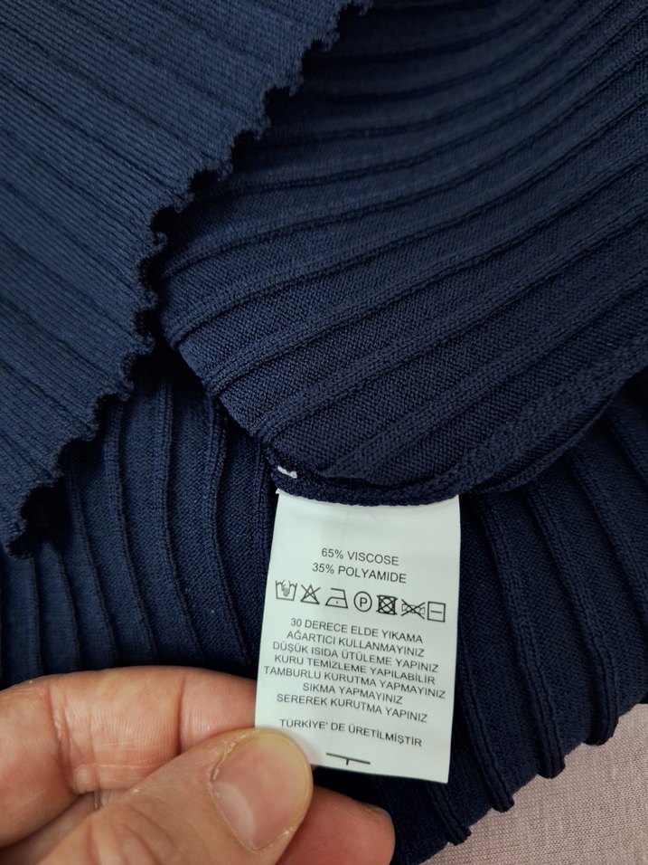 Lacivert Kadın Triko Kolsuz Midi Elbise - Görsel 4