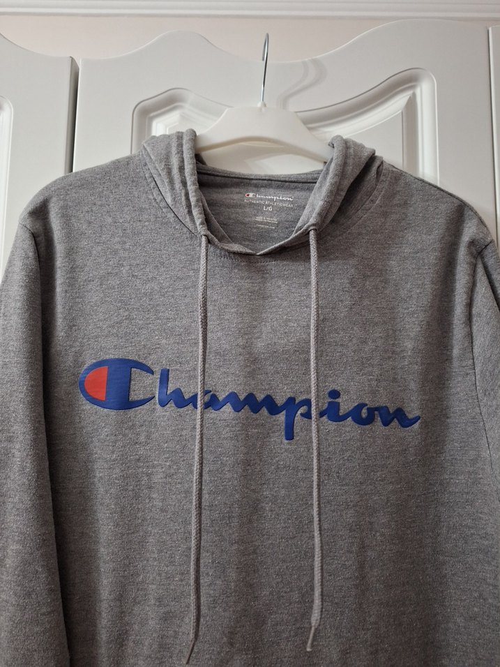 Gri Champion Kapüşonlu Kadın Sweatshirt - Görsel 2
