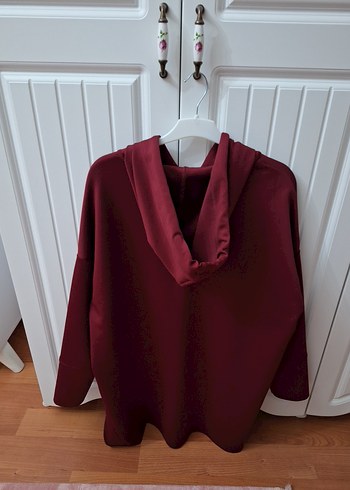 Bordo Yumuşak Kumaşlı Salaş Sweatshirt - Görsel 3