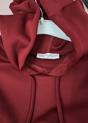 Bordo Yumuşak Kumaşlı Salaş Sweatshirt - Görsel 4