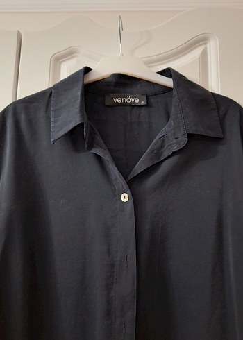 Siyah, Uzun Kollu, Salaş Kadın Gömlek - Görsel 2