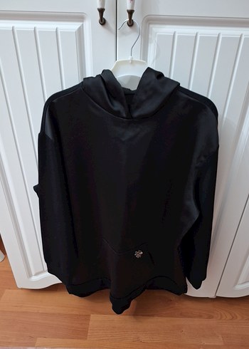 Siyah Kapüşonlu Fermuarlı Kadın Sweatshirt - Görsel 4