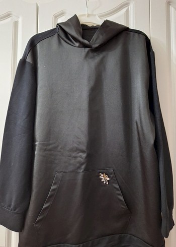 Siyah Kapüşonlu Fermuarlı Kadın Sweatshirt - Görsel 2