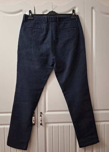 Erkek Lacivert Denim Kemerli Pantolon - Görsel 3