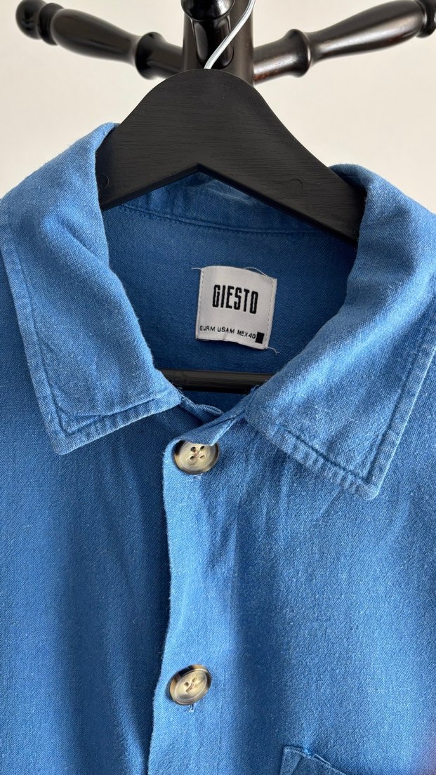 Mavi Denim Düğmeli Erkek Gömlek - Görsel 2