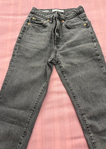 Mango Gri Düğmeli Kadın Denim Pantolon - Görsel 2