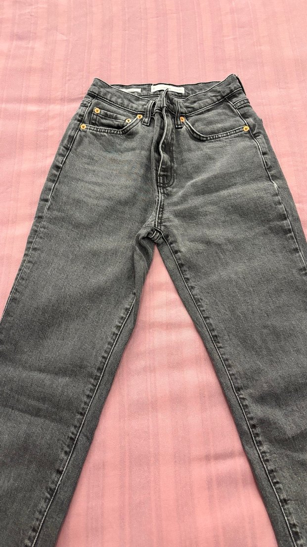 Mango Gri Düğmeli Kadın Denim Pantolon - Görsel 2
