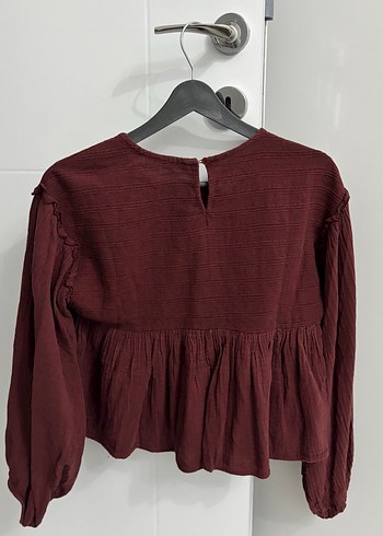 Stradivarius Uzun Kollu Keten Bluz - Görsel 2