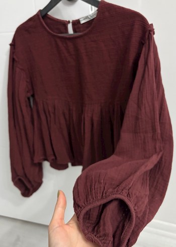 Stradivarius Uzun Kollu Keten Bluz - Görsel 3