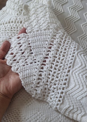 Beyaz Örgü Desenli Yatak Örtüsü - Görsel 3